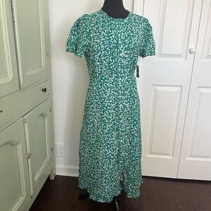 Lucky Brand Floral Tea Dress Green Size L NWT